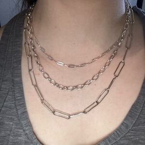 Silver Chain Necklace Set